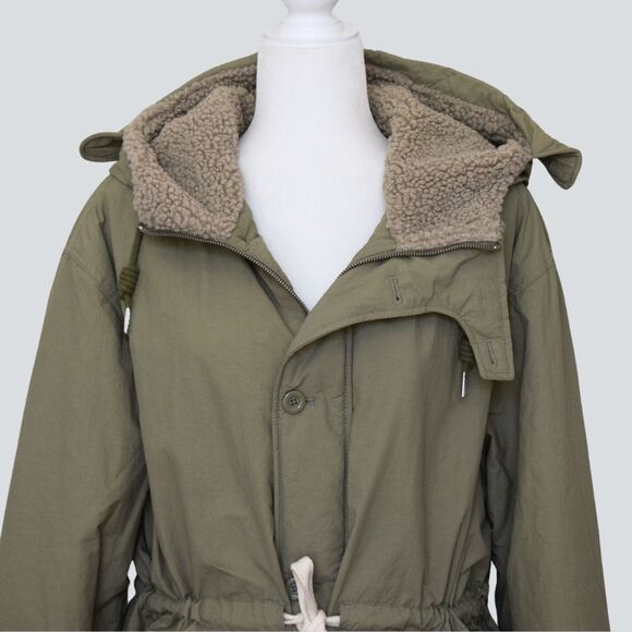 ZARA Women's Hooded Parka With Faux Shearling Lining Size L - Picture 5 of 10